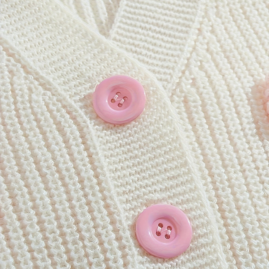Three-Dimensional Bow Cardigan Sweater Short Style