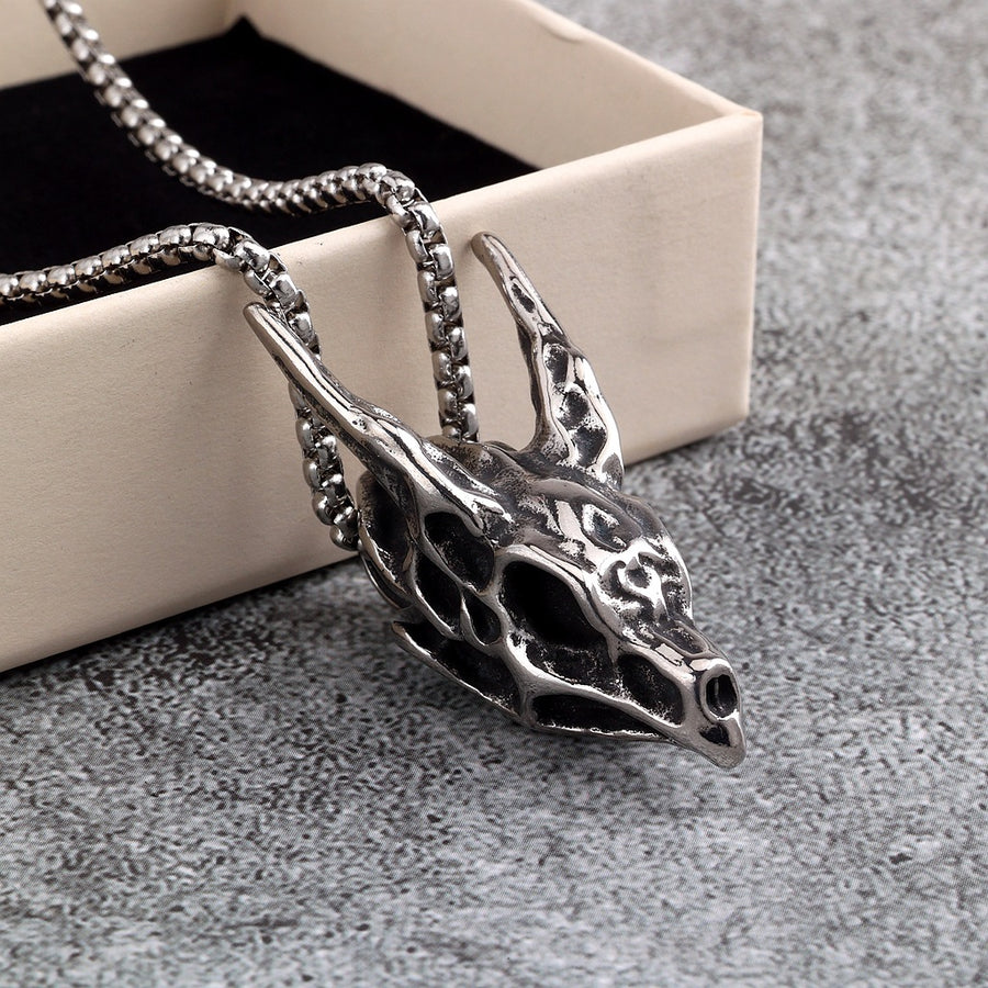Retro Stainless Steel Three-Dimensional Skull Pendant Necklace