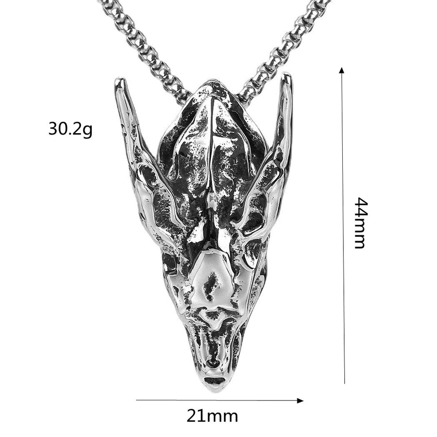 Retro Stainless Steel Three-Dimensional Skull Pendant Necklace