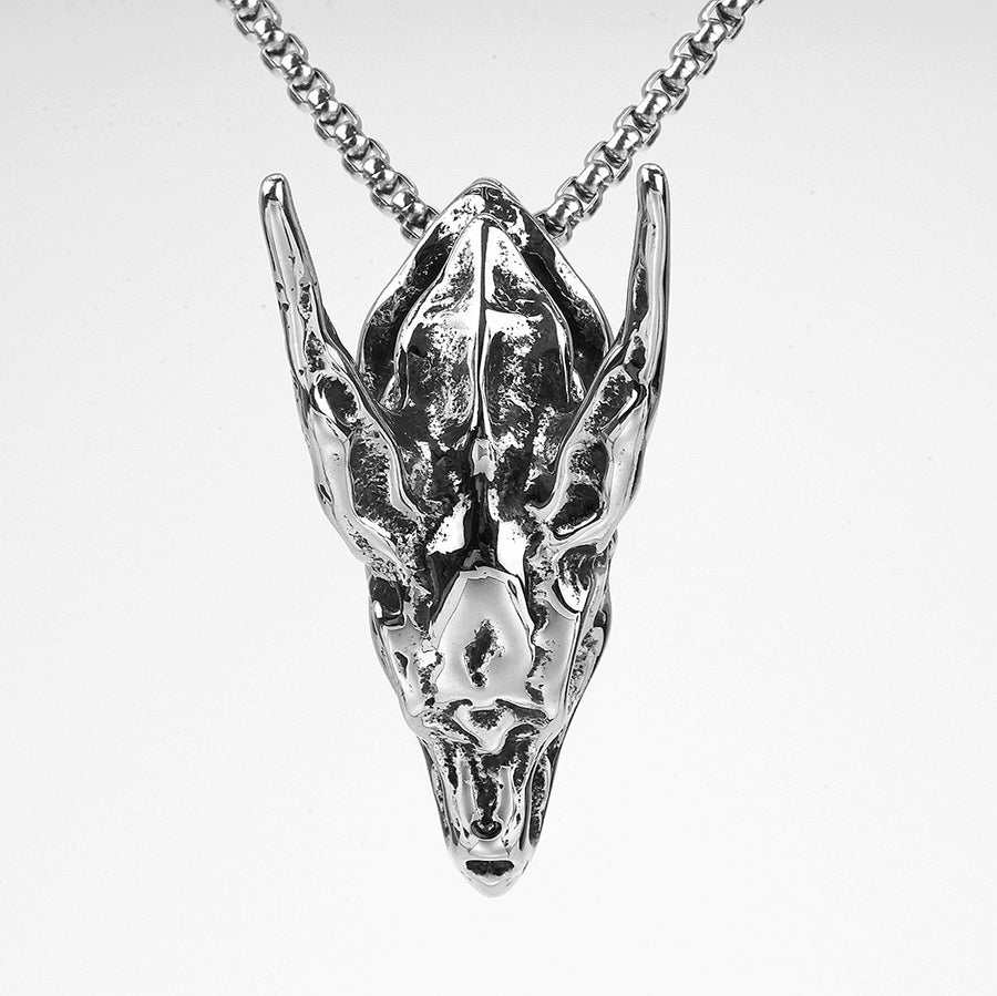 Retro Stainless Steel Three-Dimensional Skull Pendant Necklace