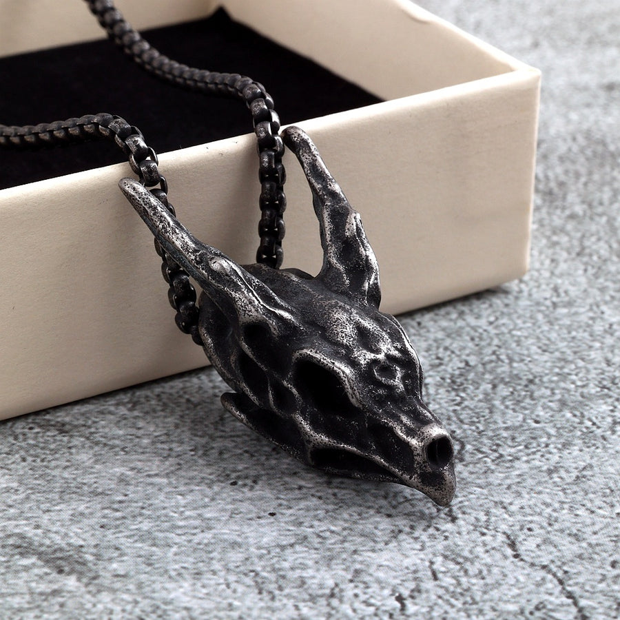 Retro Stainless Steel Three-Dimensional Skull Pendant Necklace