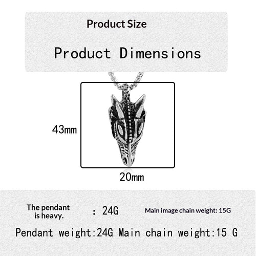 Stainless Steel Animal Dragon Pendant Necklace for Unique Style