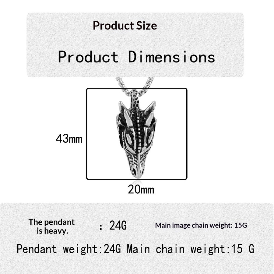 Stainless Steel Animal Dragon Pendant Necklace for Unique Style