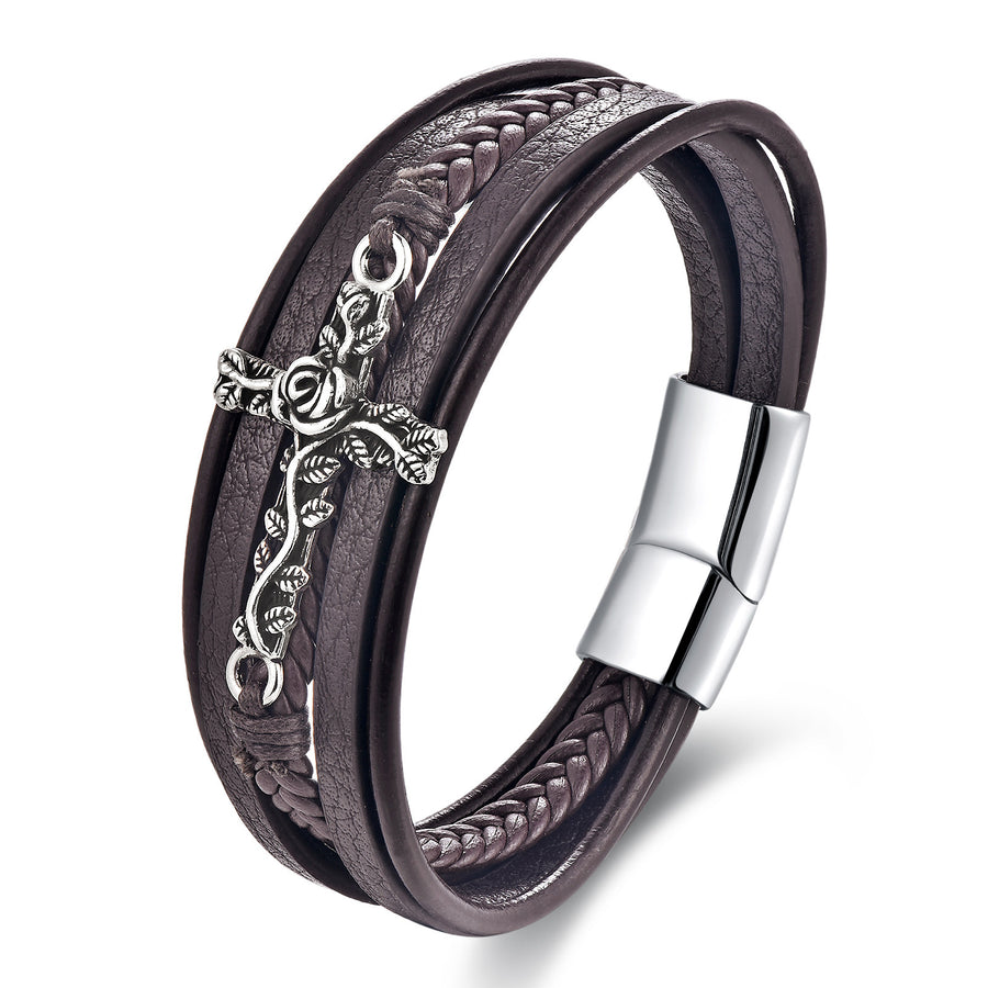 Retro Multi-layer Stainless Steel Creative Cross Bracelet