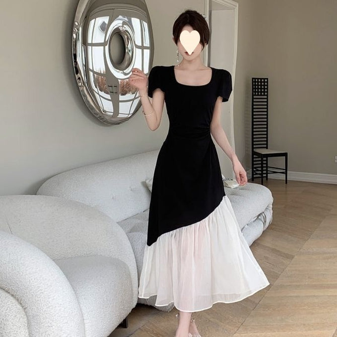 Figure-Flattering Patchwork Maxi Dress for Curvy Women