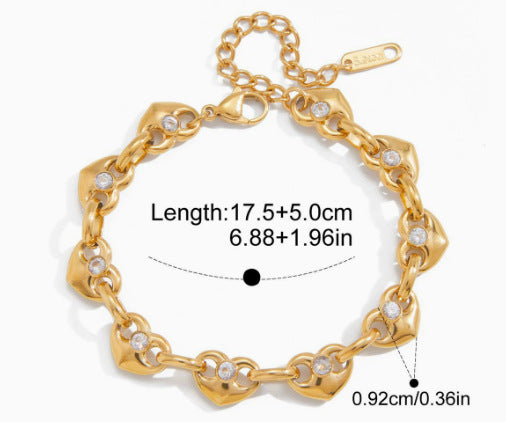 Lucky Pig-Nose Clasp Golden Titanium Steel Bracelet for Women