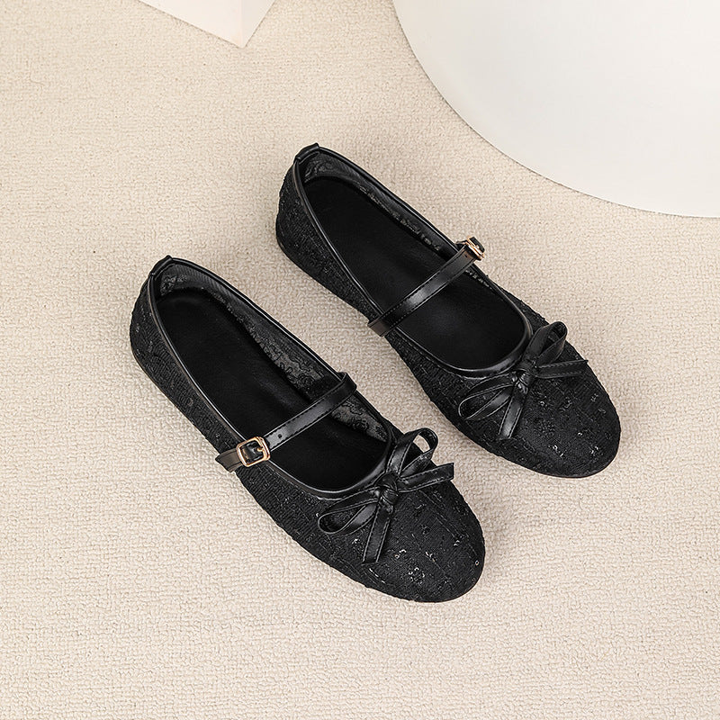 Womens Embroidered Mesh Mary Jane Flat Shoes - Stylish & Comfortable