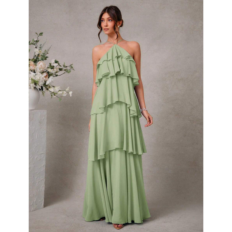 Womens Sexy Halter-Neck Chiffon Dress for Elegant Nights