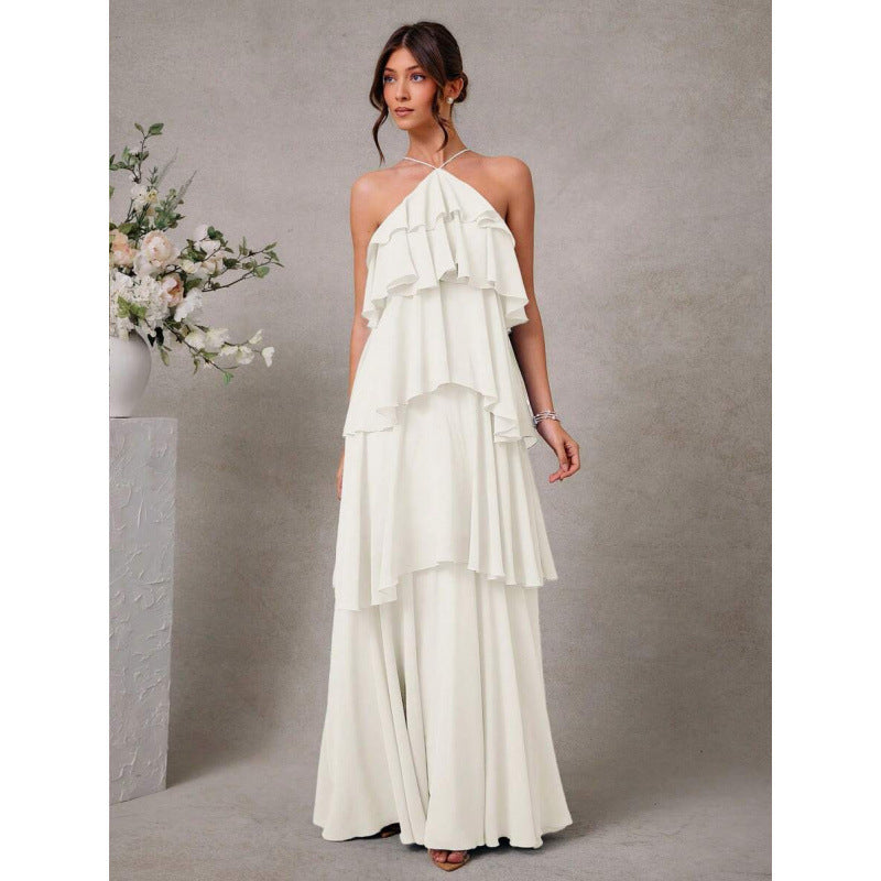 Womens Sexy Halter-Neck Chiffon Dress for Elegant Nights