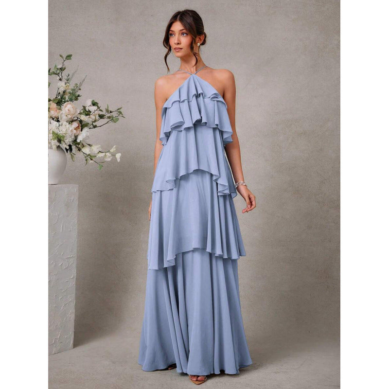 Womens Sexy Halter-Neck Chiffon Dress for Elegant Nights