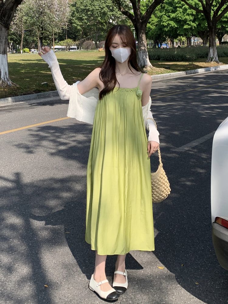 New Gentle-Style Loose-Fitting Casual Solid-Color Dress