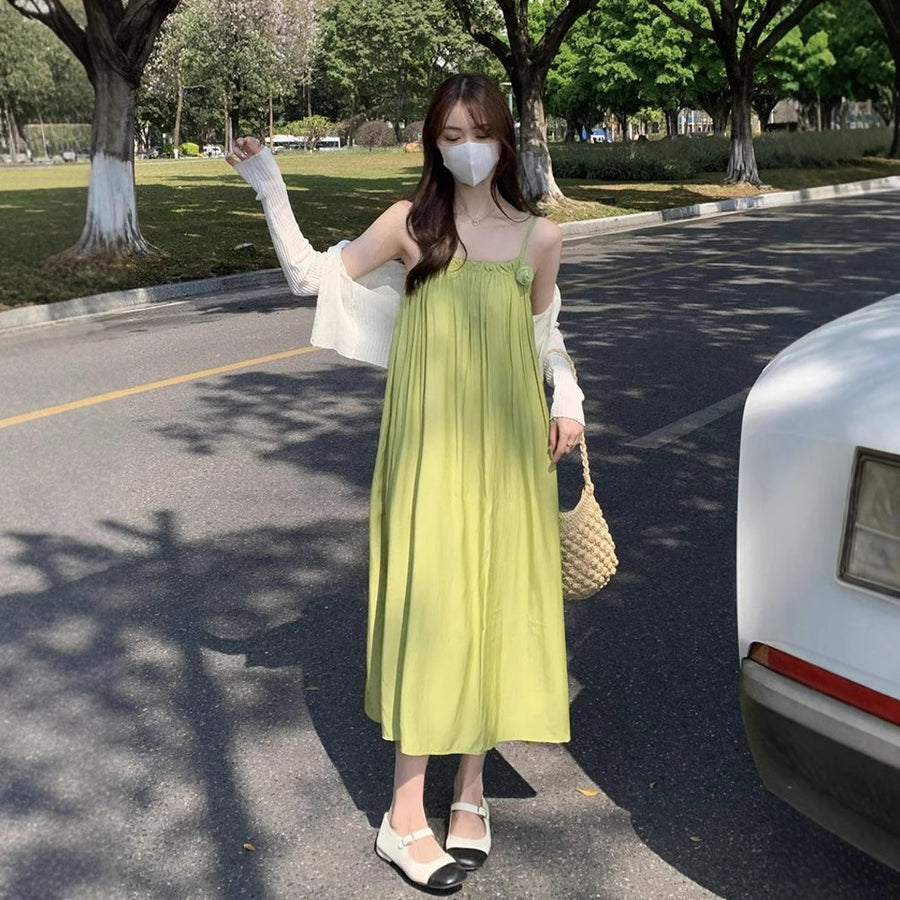 New Gentle-Style Loose-Fitting Casual Solid-Color Dress