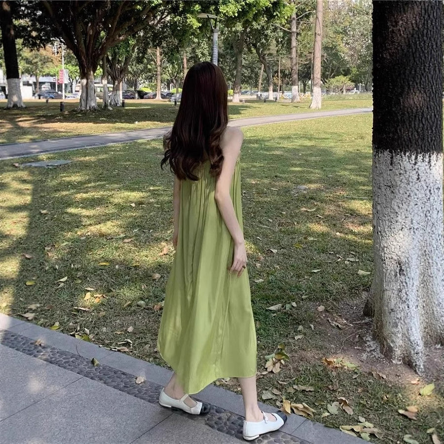New Gentle-Style Loose-Fitting Casual Solid-Color Dress