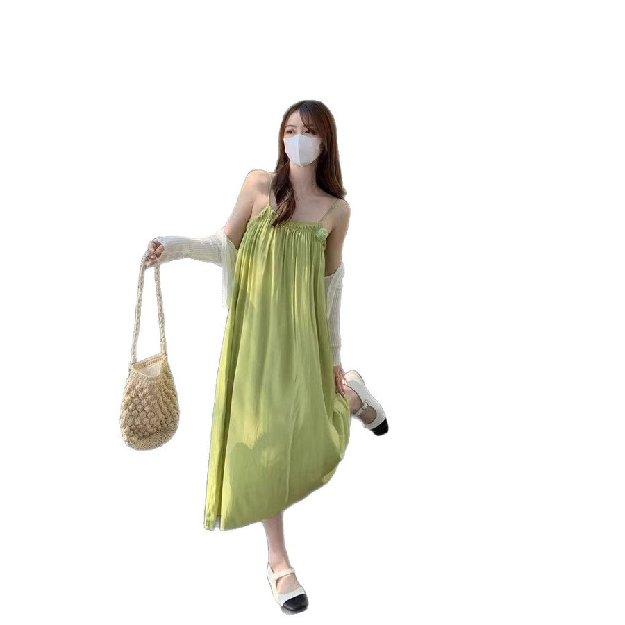 New Gentle-Style Loose-Fitting Casual Solid-Color Dress