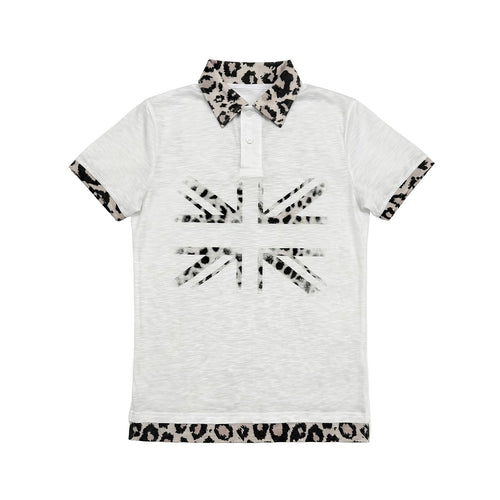 Fashionable Union Jack Leopard-Print Polo Shirt - Two Piece Set