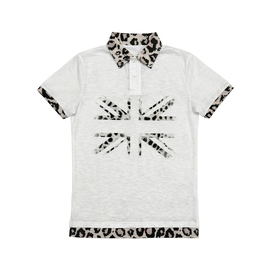 Fashionable Union Jack Leopard-Print Polo Shirt - Two Piece Set