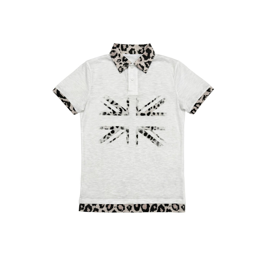 Fashionable Union Jack Leopard-Print Polo Shirt - Two Piece Set