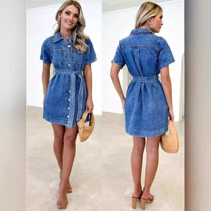 Summer New Arrival Loose-fitting Denim Dress for Ladies