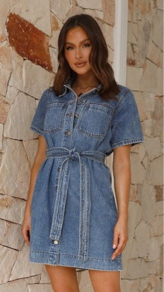 Summer New Arrival Loose-fitting Denim Dress for Ladies
