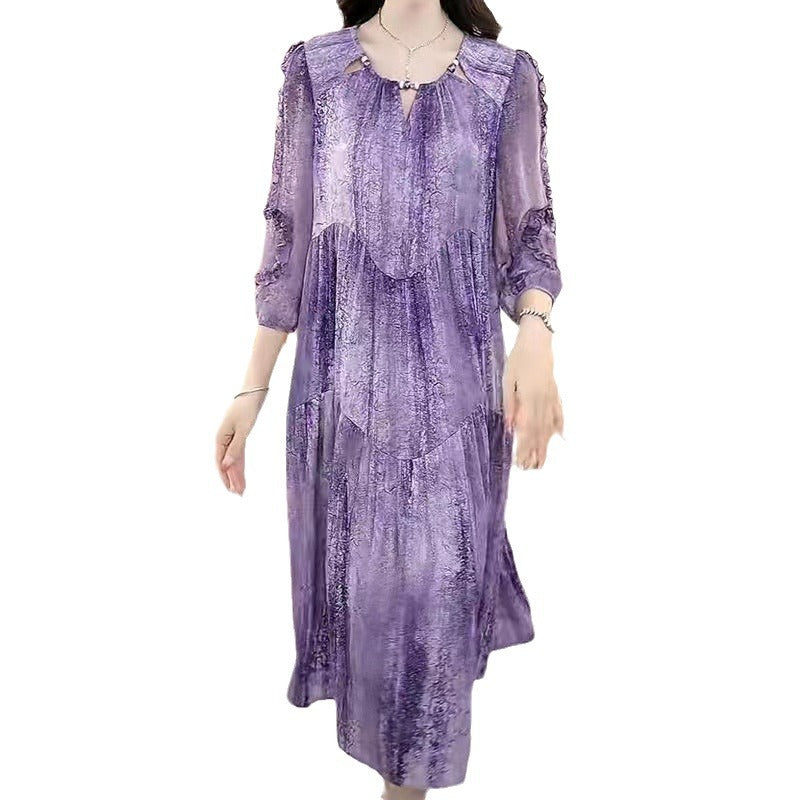 Flattering and Youthful Net-Style Solid-Color Dress