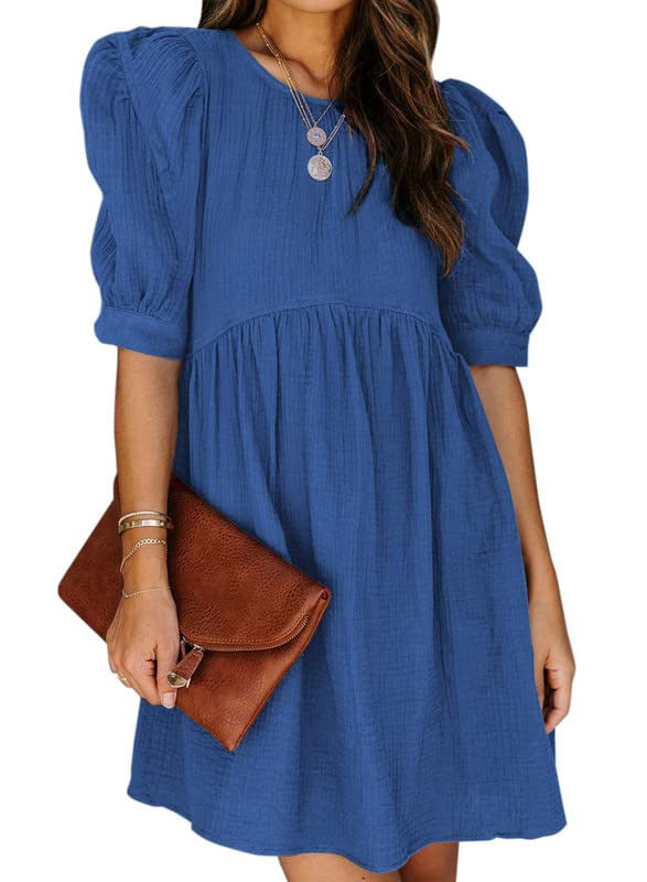 Stylish A-line Maxi Dress with Three-quarter Sleeves