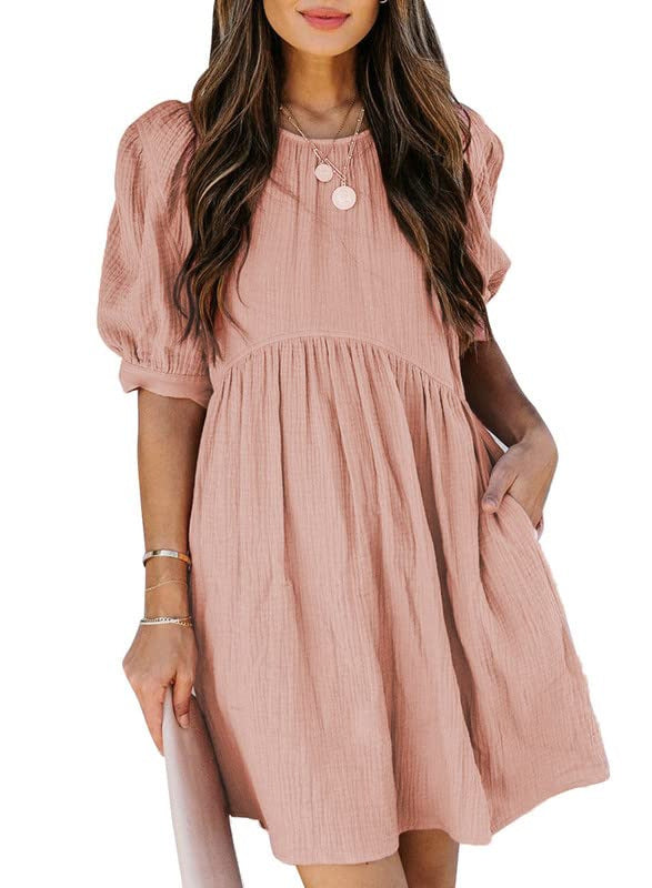 Stylish A-line Maxi Dress with Three-quarter Sleeves