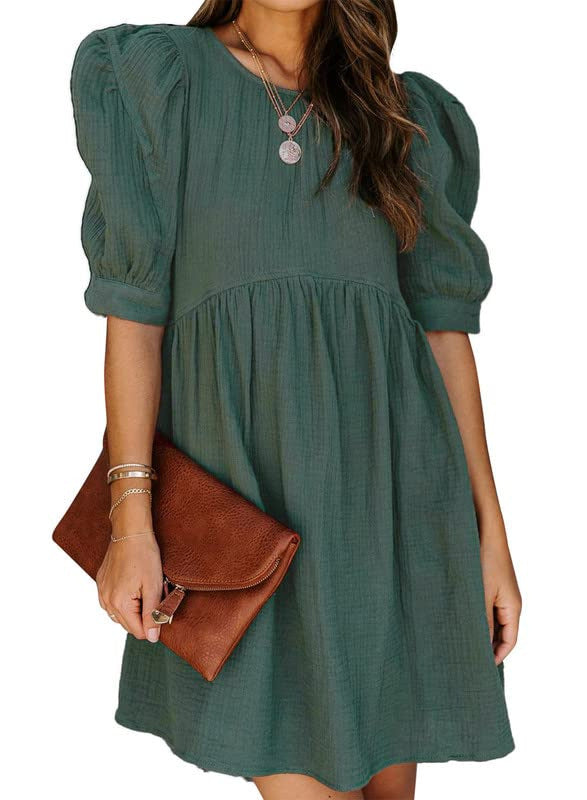 Stylish A-line Maxi Dress with Three-quarter Sleeves