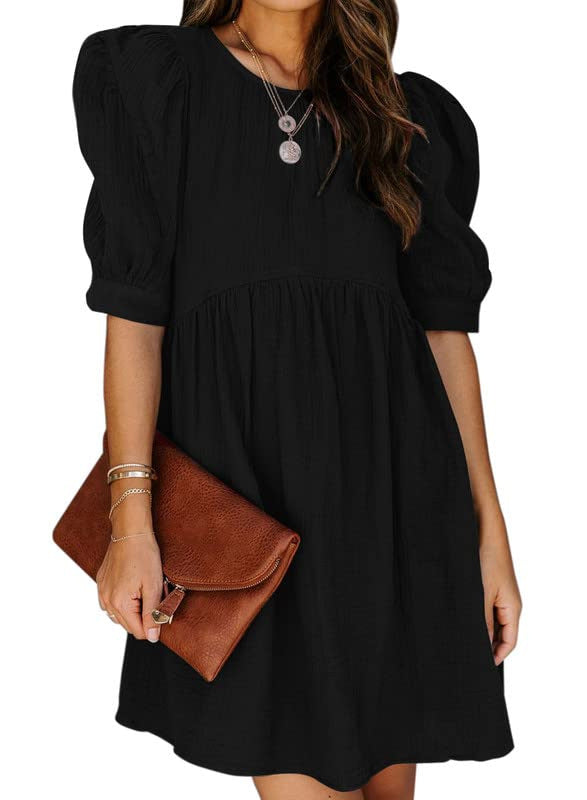 Stylish A-line Maxi Dress with Three-quarter Sleeves