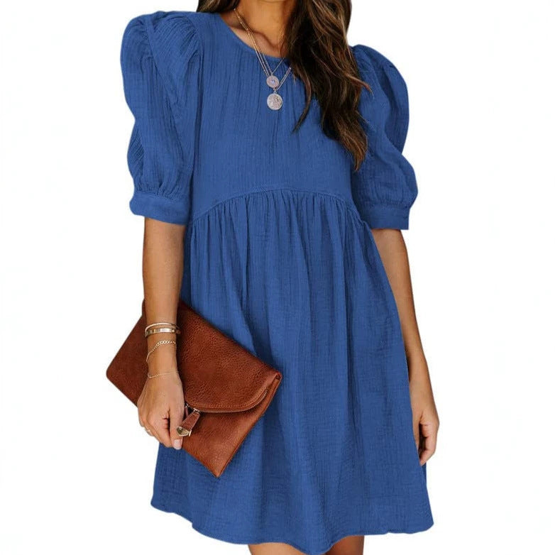 Stylish A-line Maxi Dress with Three-quarter Sleeves