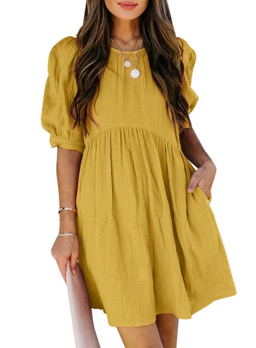 Stylish A-line Maxi Dress with Three-quarter Sleeves