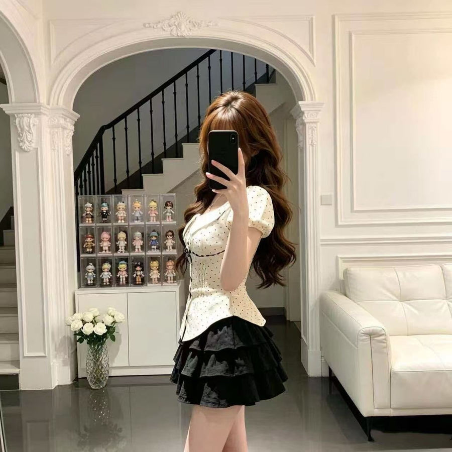 Button-front Top and Summer Dress Two-piece Set for Women