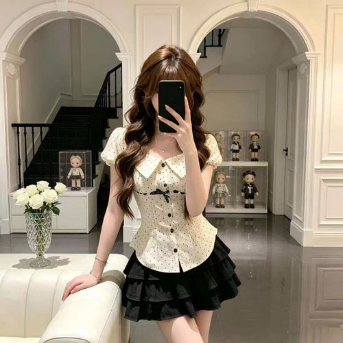 Button-front Top and Summer Dress Two-piece Set for Women