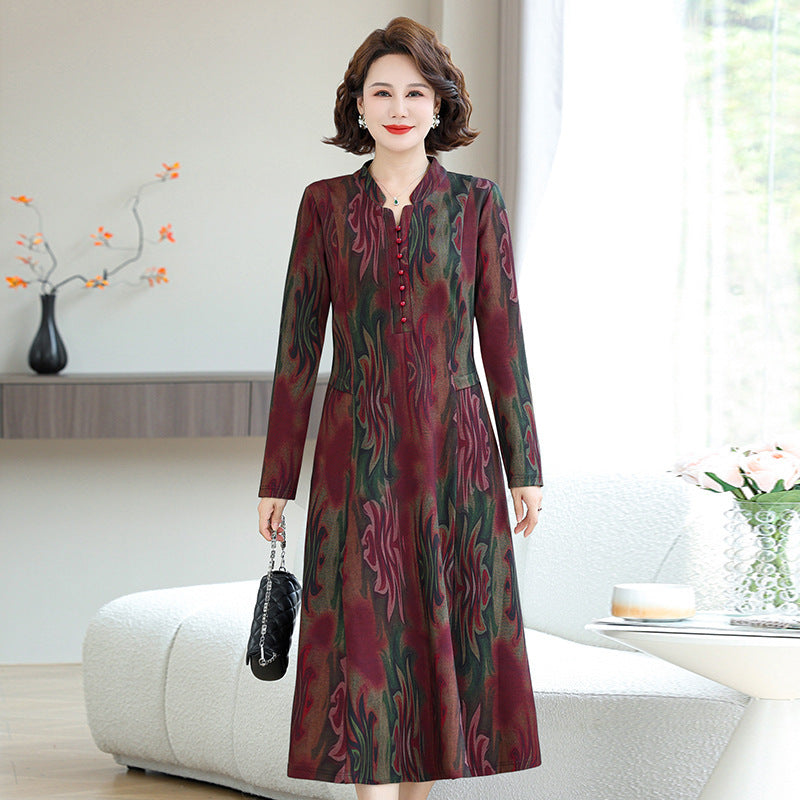 Womens High-end Long-sleeve Autumn Dress for Elegance