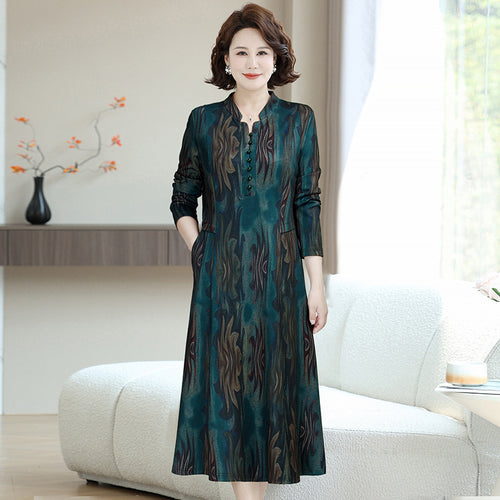 Womens High-end Long-sleeve Autumn Dress for Elegance