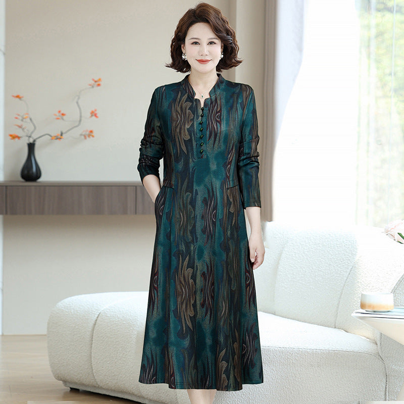 Womens High-end Long-sleeve Autumn Dress for Elegance