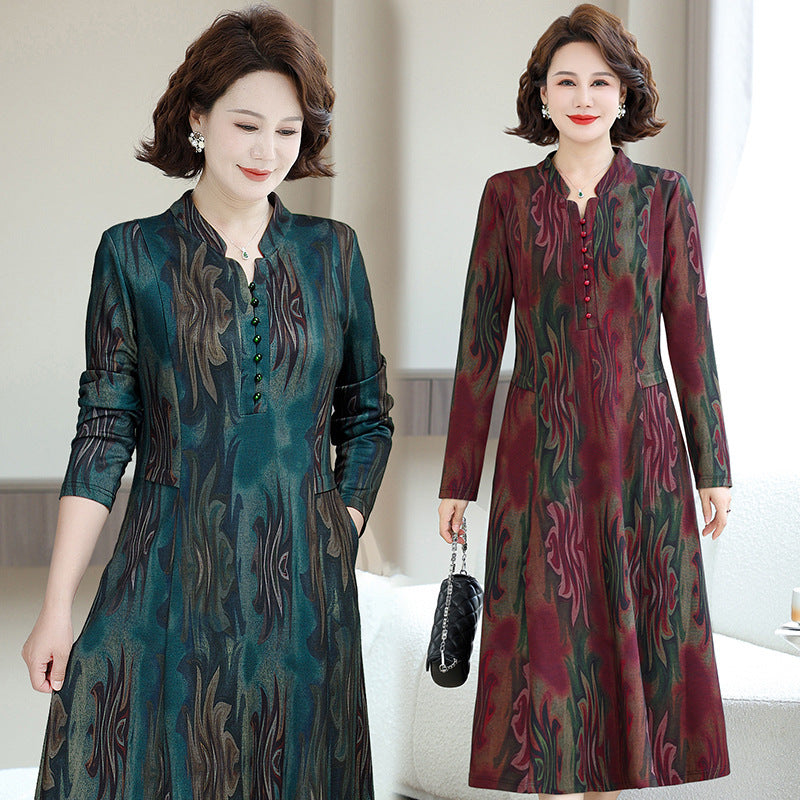 Womens High-end Long-sleeve Autumn Dress for Elegance
