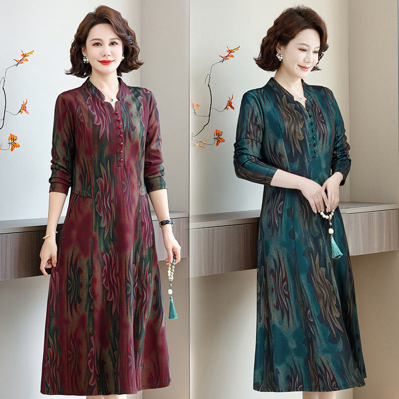 Womens High-end Long-sleeve Autumn Dress for Elegance