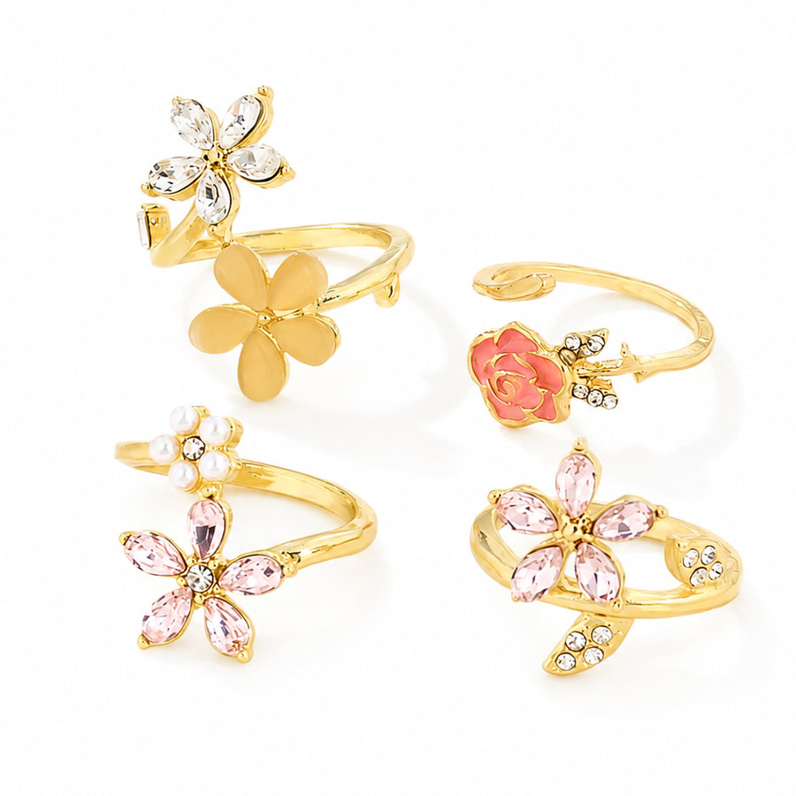 Floral Oil-drop Design Multi-layer Ring Set for Effortless Style