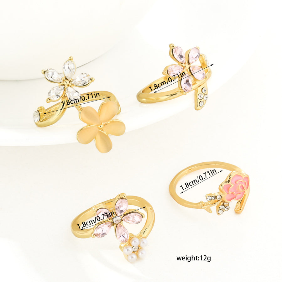 Floral Oil-drop Design Multi-layer Ring Set for Effortless Style