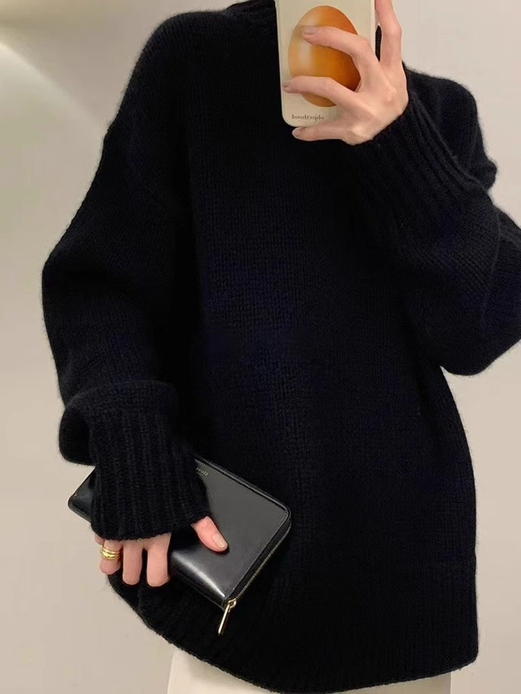 Loose Laid-back Knit Top Cashmere Sweater for Effortless Style