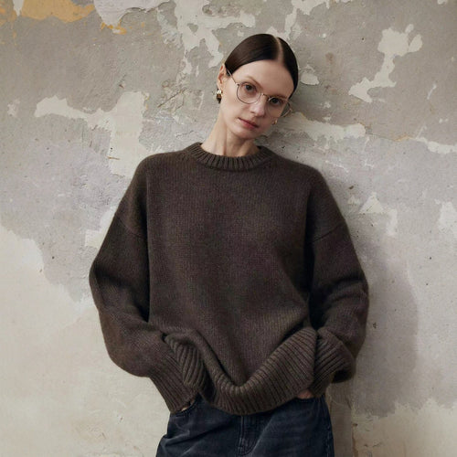 Loose Laid-back Knit Top Cashmere Sweater for Effortless Style