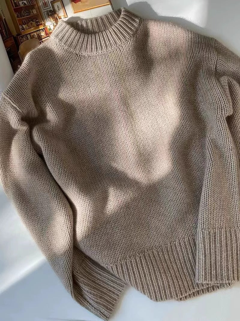 Loose Laid-back Knit Top Cashmere Sweater for Effortless Style