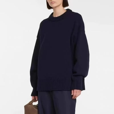 Loose Laid-back Knit Top Cashmere Sweater for Effortless Style