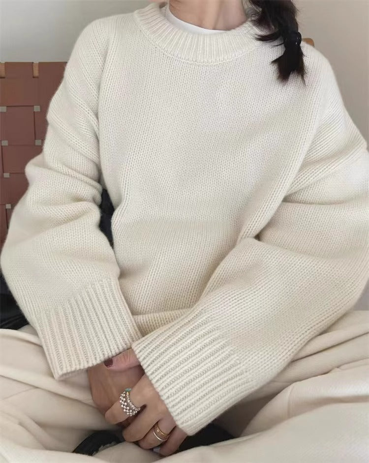 Loose Laid-back Knit Top Cashmere Sweater for Effortless Style
