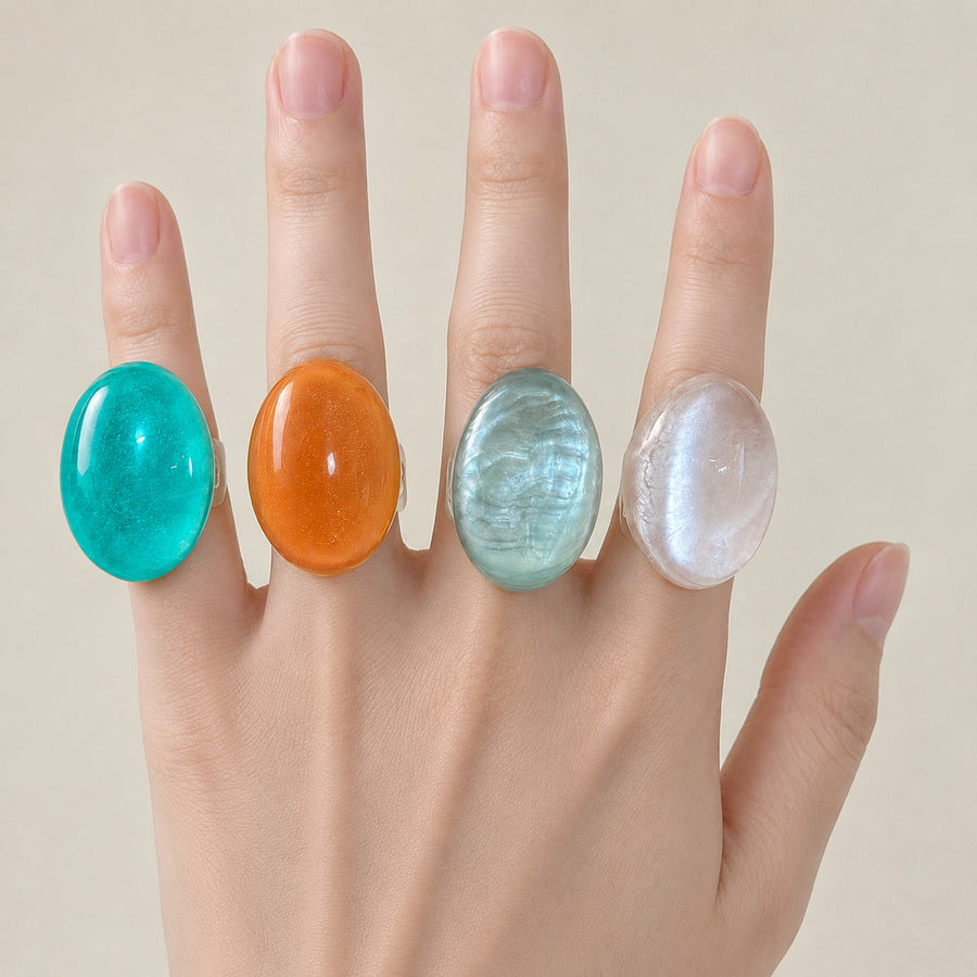 Zhang Oval Transparent Resin Ring for Unique Style