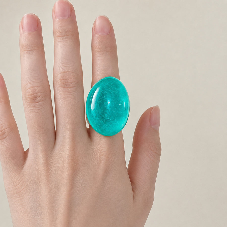 Zhang Oval Transparent Resin Ring for Unique Style
