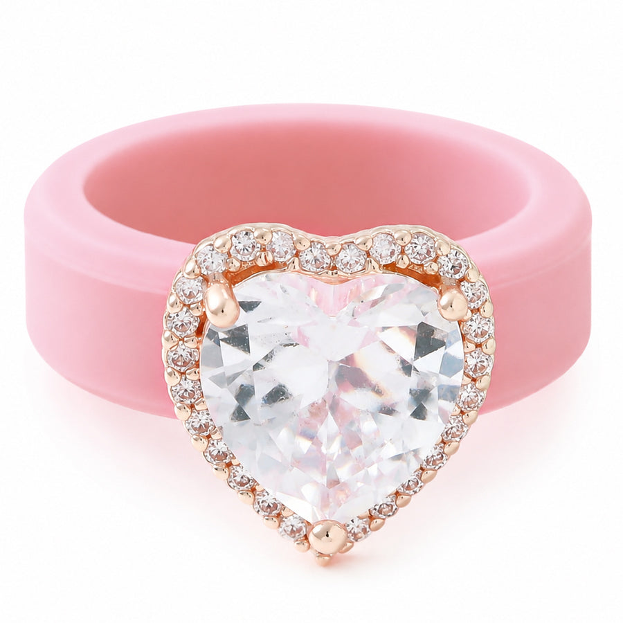 Elegant Silicone-inlaid Heart-shaped Zircon Ring