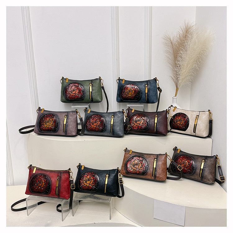 Soft-leather Vintage Ethnic-style Crossbody Bag for Women