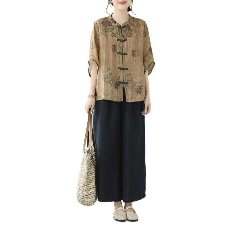 Beautiful Loose-fitting Cotton-linen Cardigan Blouse