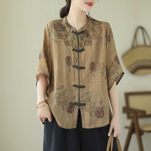 Beautiful Loose-fitting Cotton-linen Cardigan Blouse